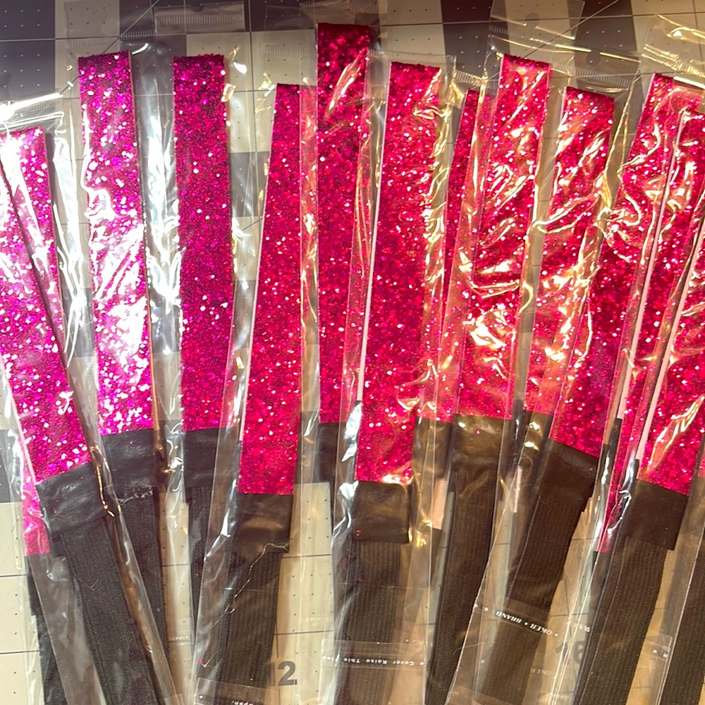 14 Pink Glitter Headbands